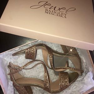 Jewel Badgley Mischka rose gold heels